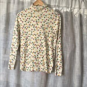White Stag Cream Turtleneck with Colorful Pattern